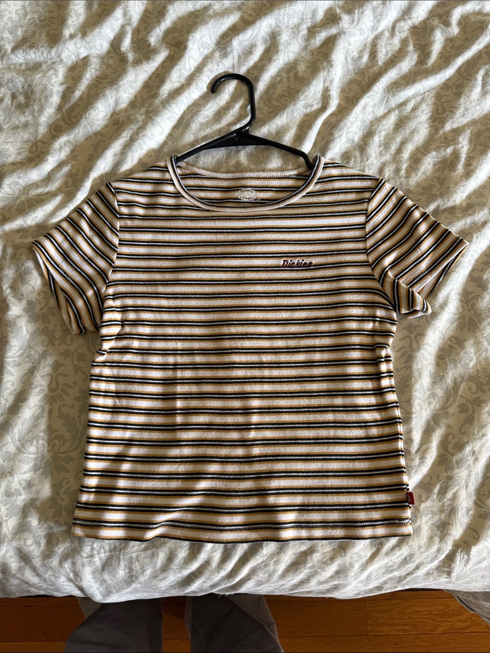 Dickies Kids Striped Short-Sleeve Tee in Yellow, Black & White